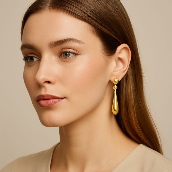 Elegant Gold Drop Earrings - Image 2