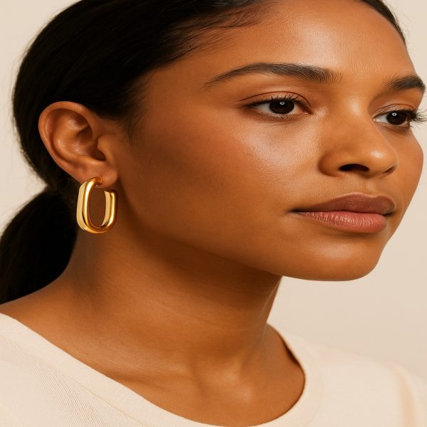 Sculpted Gold Disc Earrings - Image 2