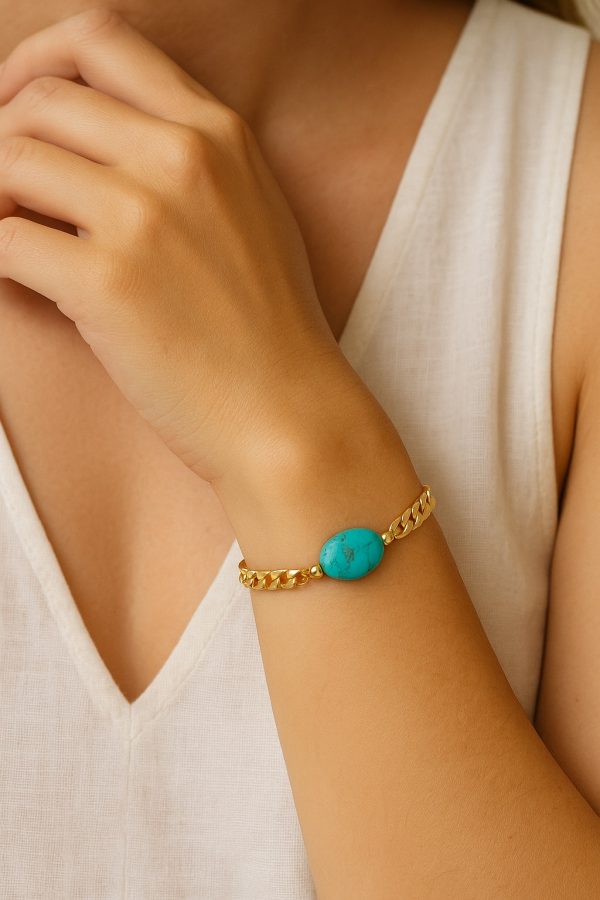 Soléa Turquoise Flat Chain Bracelet - Image 2