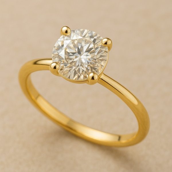 Solene Solitaire Ring – Gold Vermeil with Brilliant Moissanite