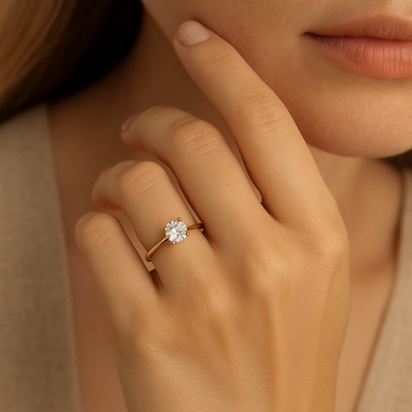 Solene Solitaire Ring – Gold Vermeil with Brilliant Moissanite - Image 2