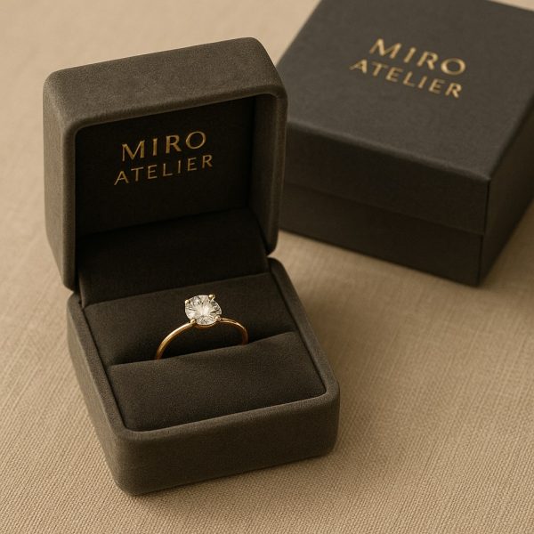 Solene Solitaire Ring – Gold Vermeil with Brilliant Moissanite - Image 3