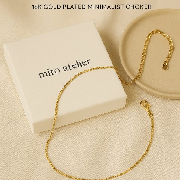 Celeste Chain Necklace – 18K Gold Plated Minimalist Choker - Image 3