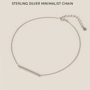 Luna Bar Pendant Necklace – Sterling Silver Minimalist Chain