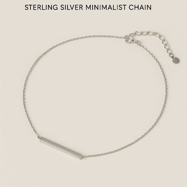 Luna Bar Pendant Necklace – Sterling Silver Minimalist Chain
