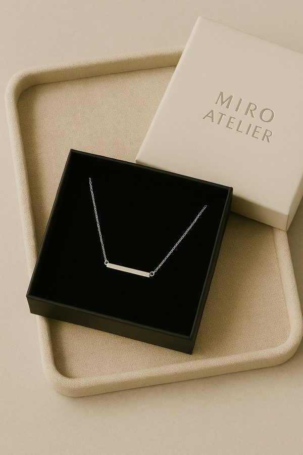 Luna Bar Pendant Necklace – Sterling Silver Minimalist Chain - Image 3